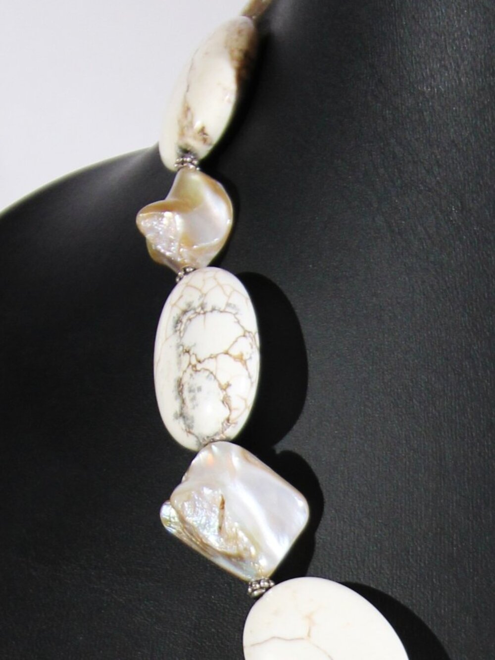 Vintage Donna Dressler Sterling Silver .925 Howlite Necklace - Picture 7 of 10